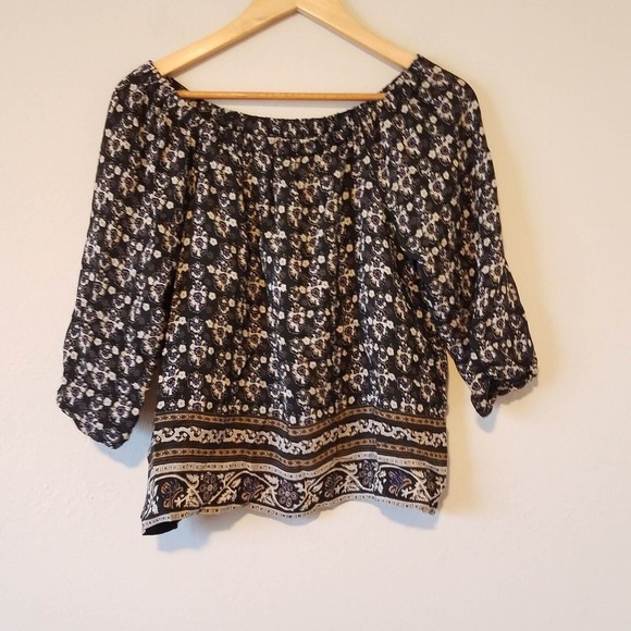 Madewell Women's Small Silk Gardenhouse Off the Shoulder Top in Abstract Floral - Picture 1 of 5